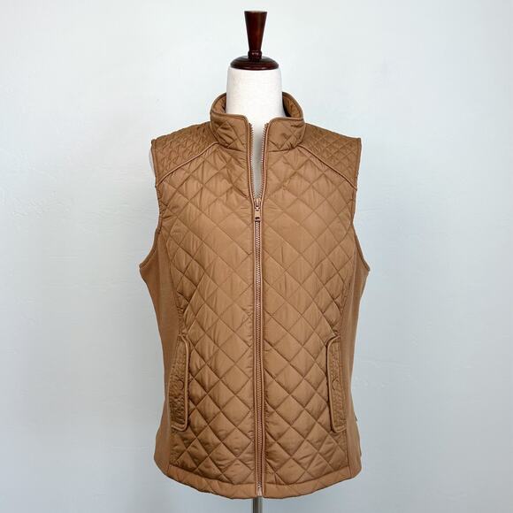G. H. Bass & Co. Tan Quilted Puffer Zip Front Vest - Picture 1 of 9